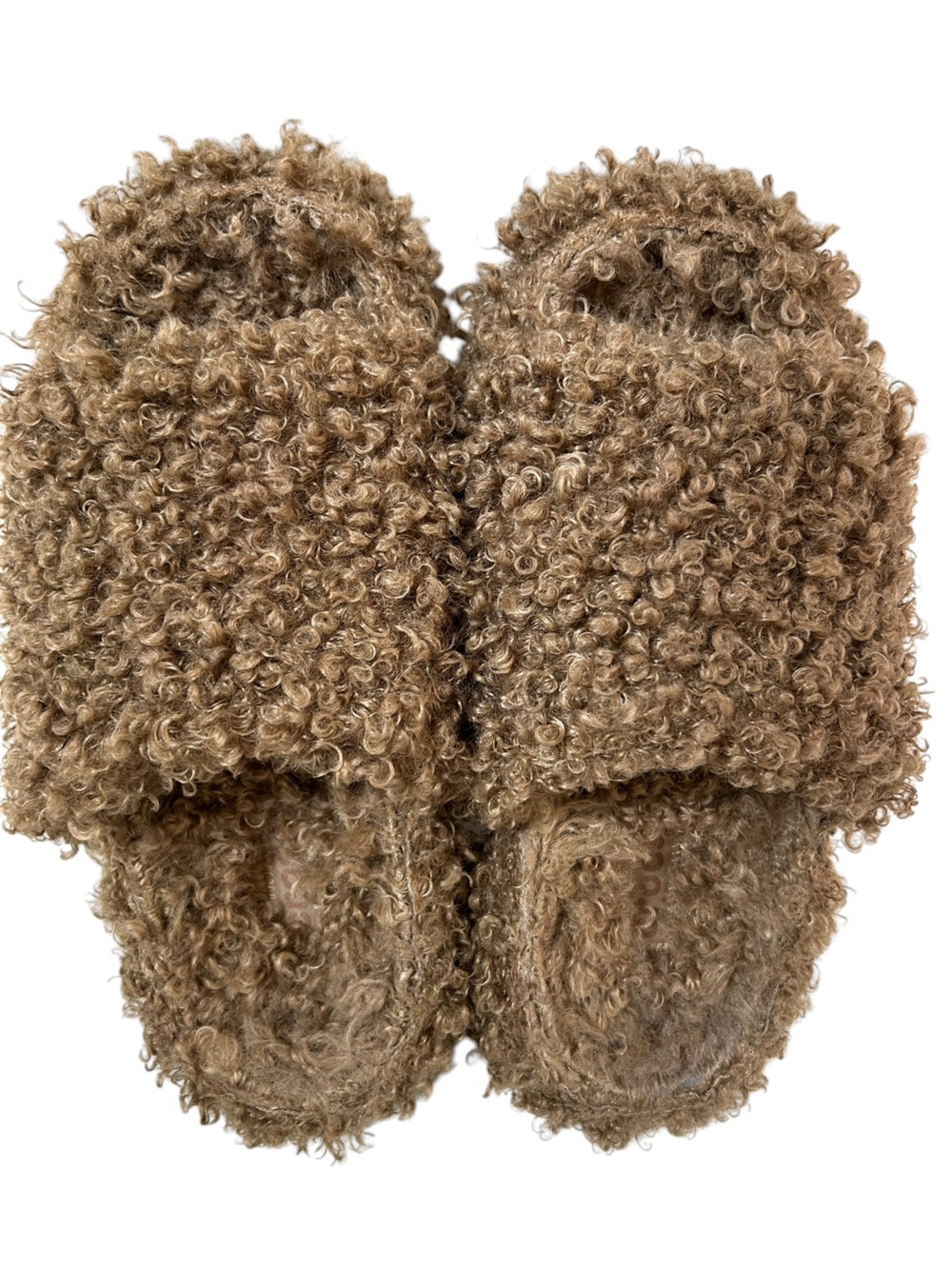 CROCS Curly Faux Fur Slide in Light Brown Unisex Mens 9/ Womens 11